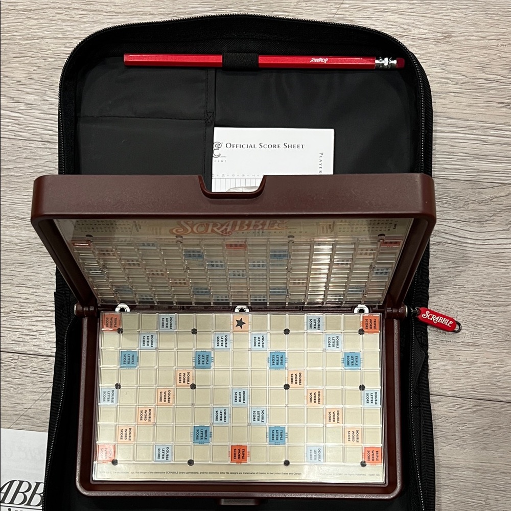 Travel Scrabble Game Zipper Case Crossword HASBRO Game Folio Edition NEW - Picture 7 of 13